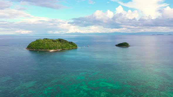 Seascape with Tropical Islands and Coral Reefs, Aerial View. alt