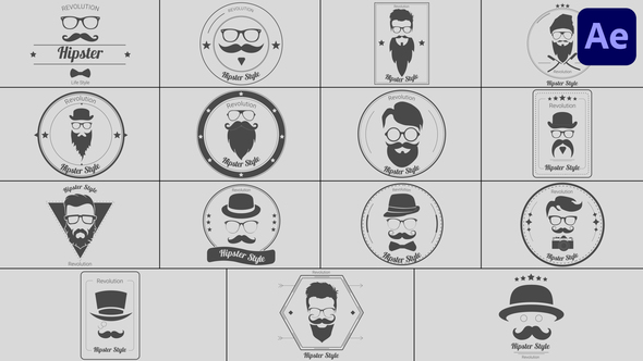 Barbershop Badge Titles for After Effects Titles template preview