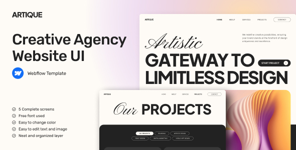 Artique – Portfolio & Agency Website Webflow Template