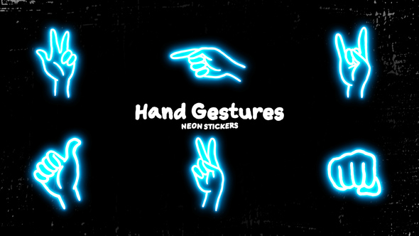 Hand Gestures Neon Stickers alt