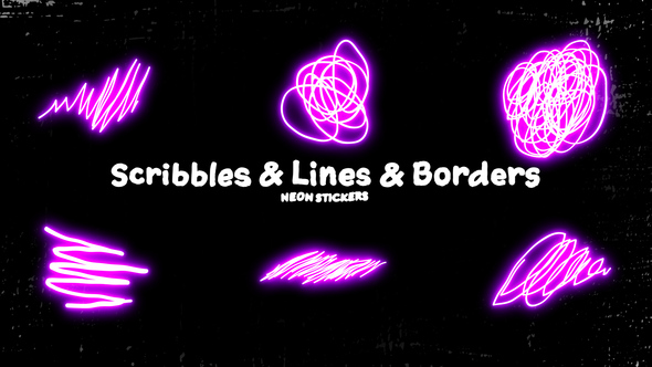 Scribbles & Lines & Borders Neon Stickers alt