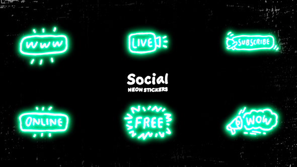 Social Neon Stickers alt