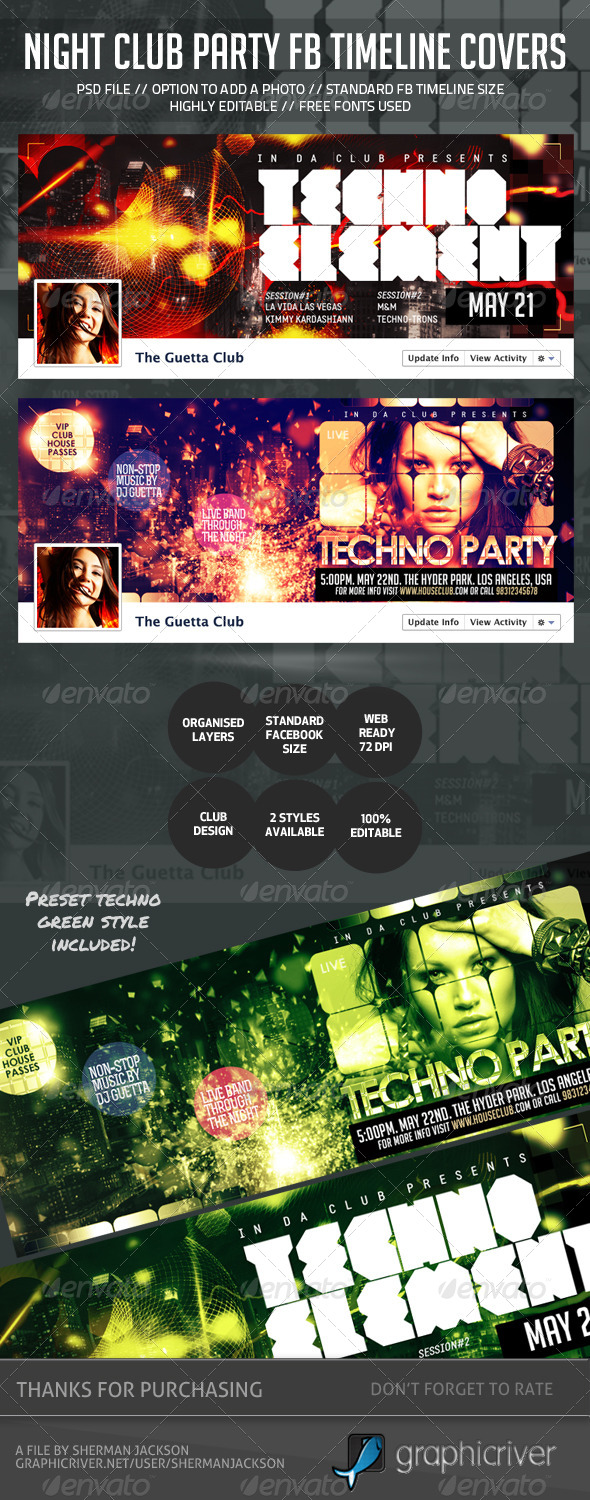 Night Club Party Facebook Timeline Covers - Web Elements