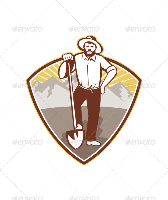 Gold Digger Miner Prospector Shield - People Characters
