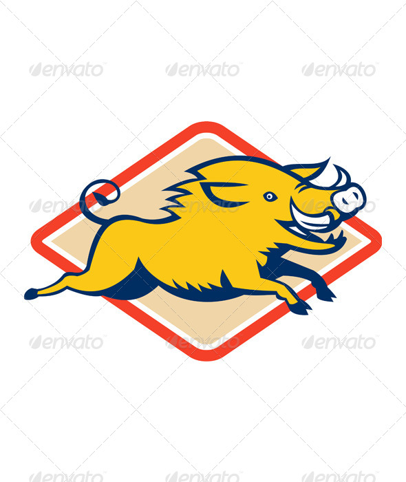 Razorback Wild Pig Jumping - Animals Characters