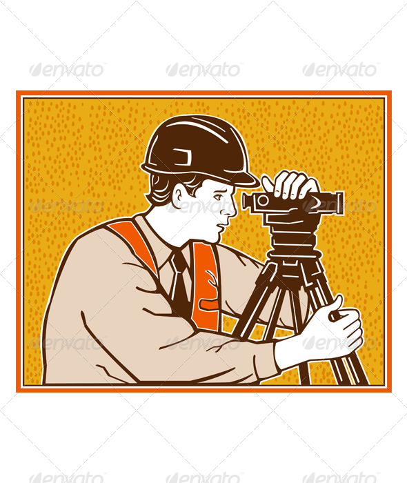 Surveyor Geodetic Civil Engineer Retro - People Characters