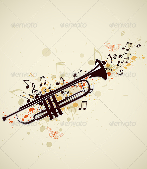 Abstract Trumpet and Notes by Artness | GraphicRiver