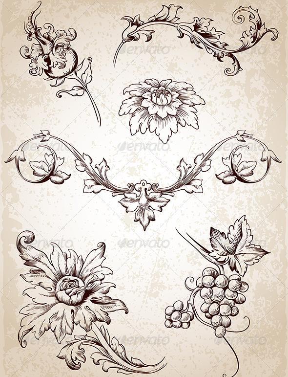 Vintage Design Elements - Flourishes / Swirls Decorative
