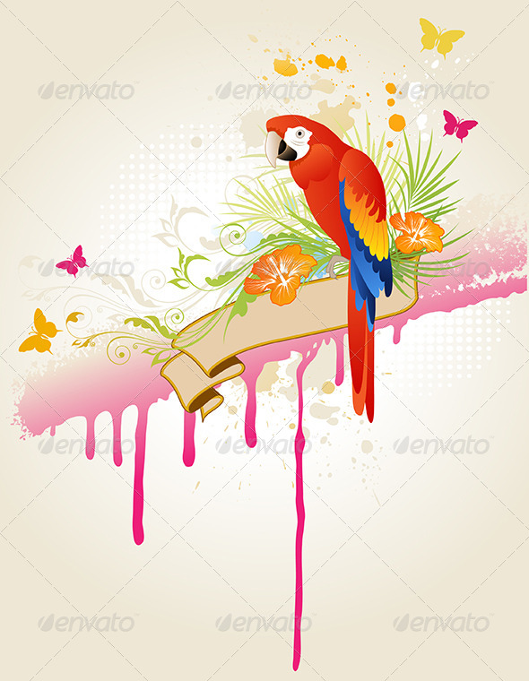 Tropical Summer Background - Animals Characters