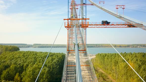 The Construction Of A New Suspension Bridge Over The Danube,The Third Longest Bridge In Europe alt