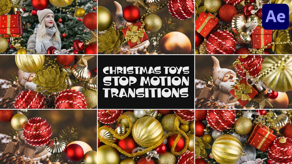 Christmas Toys Stop Motion Transitions for After Effects Elements template preview