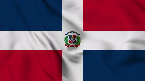 Dominican flag seamless closeup waving animation