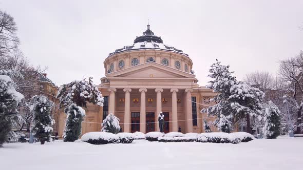 Romanian Athenaeum George Enescu (Ateneul Roman), winter shoot, Bucharest, Romania alt