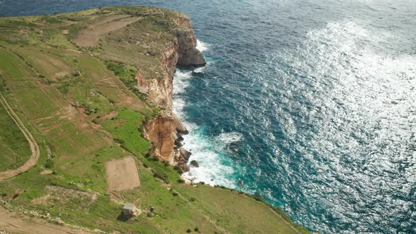 AERIAL: Ta Cenc Cliffs is a 20 ha Linear Strip of Cliffed Coastline at Sannat in Gozo Island
