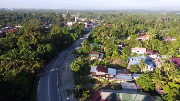 Aerial sun light over the Malays kampung alt