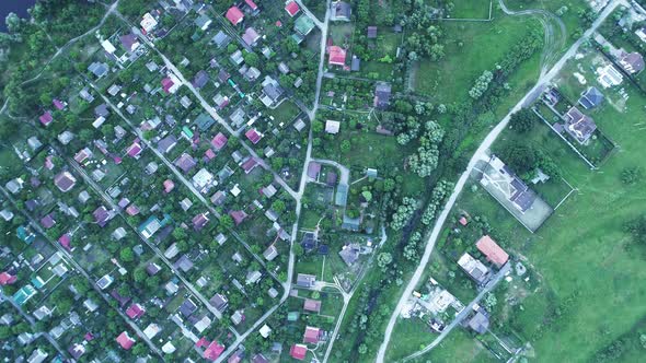 Aerial View of the Village Near the River Ukraine