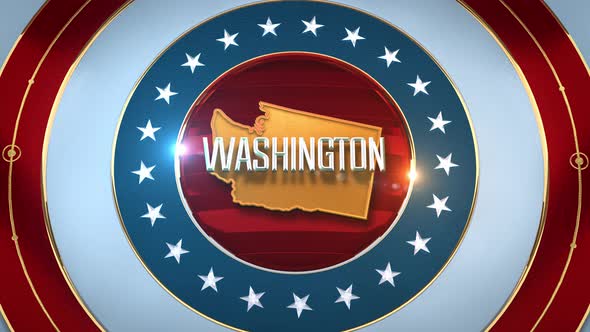 Washington United States of America State Map with Flag 4K