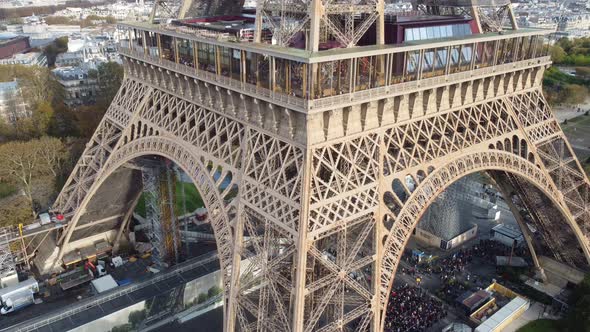 Shooting From the Drone of the Structures of the Eiffel Tower