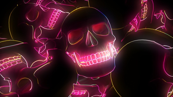 Neon Glowing Skull 4k
