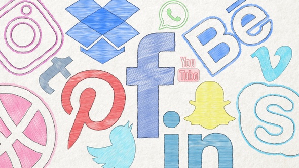Hand Drawn Social Media Icons alt