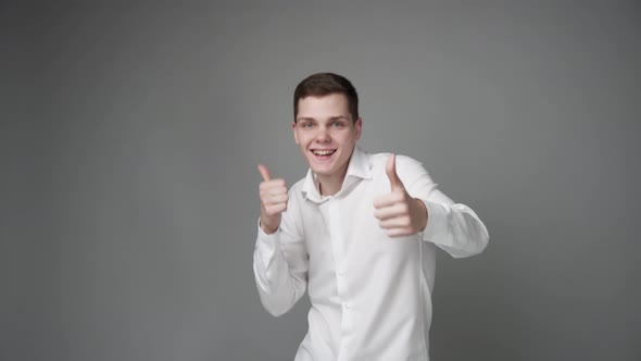 Cheerful Positive Guy Shows a Gesture of Approval