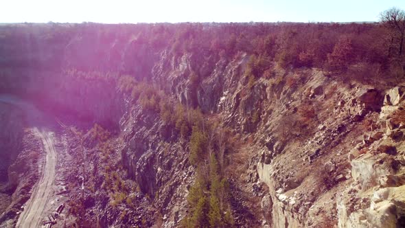 Rocks Wall of Granite Quarry Top View alt