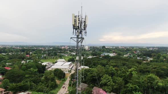 Telecommunication Base Station In Rural Countryside.