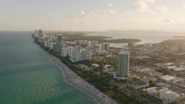 Miami Beach, Florida. Aerial drone panoramic view alt