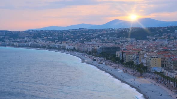 Picturesque View of Nice, France on Sunset alt