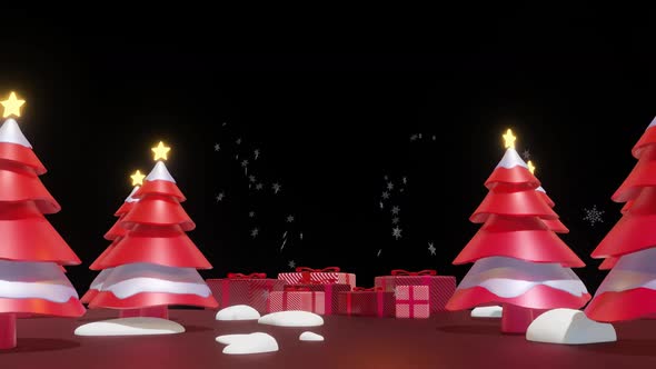 Christmas Tree Snow Red 3D Alpha Channel alt