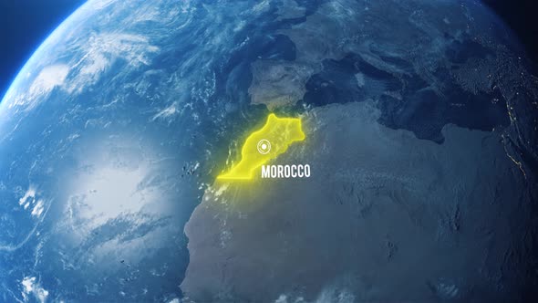 Earh Zoom In Space To Morocco Country Alpha Output
