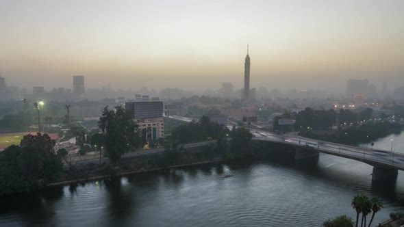 Timelapse of Cairo and the Nile at Dusk