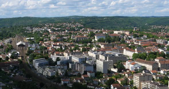 Town of Cahors from Mount Saint-Cyr, Lot department, the Occitan, France alt