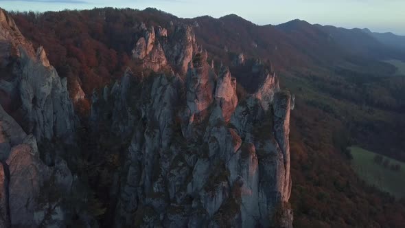 Flight Around of Cliffs at Sunset alt
