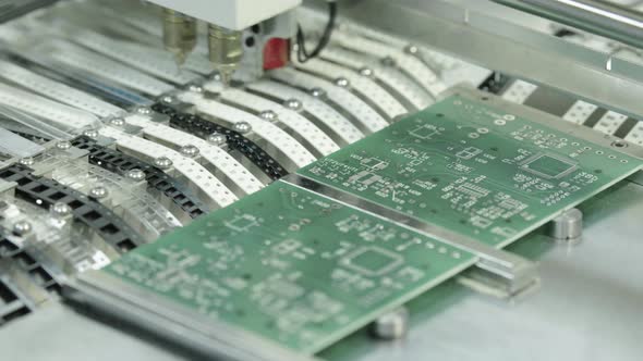 Production of Electronic Board. Close-up. alt
