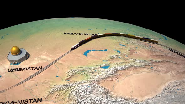 Train Logistics 3D animation video. China-England line. alt