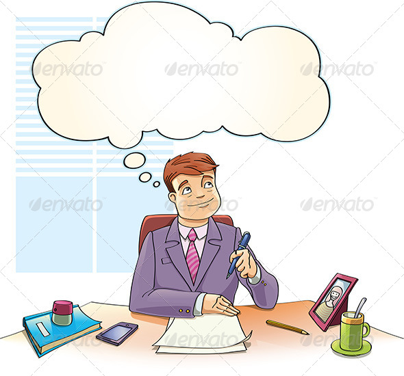 Businessman with the Thinking Bubble - Concepts Business