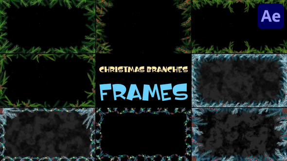 Christmas Branches Frames for After Effects Elements template preview