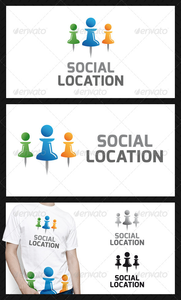 Social Location Pin Logo Template - Humans Logo Templates