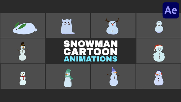 Snowman Cartoon Animations for After Effects Elements template preview