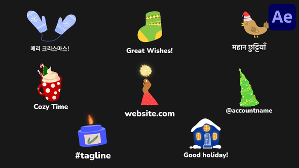 Winter Christmas Comfort Icons And Titles for After Effects Titles template preview