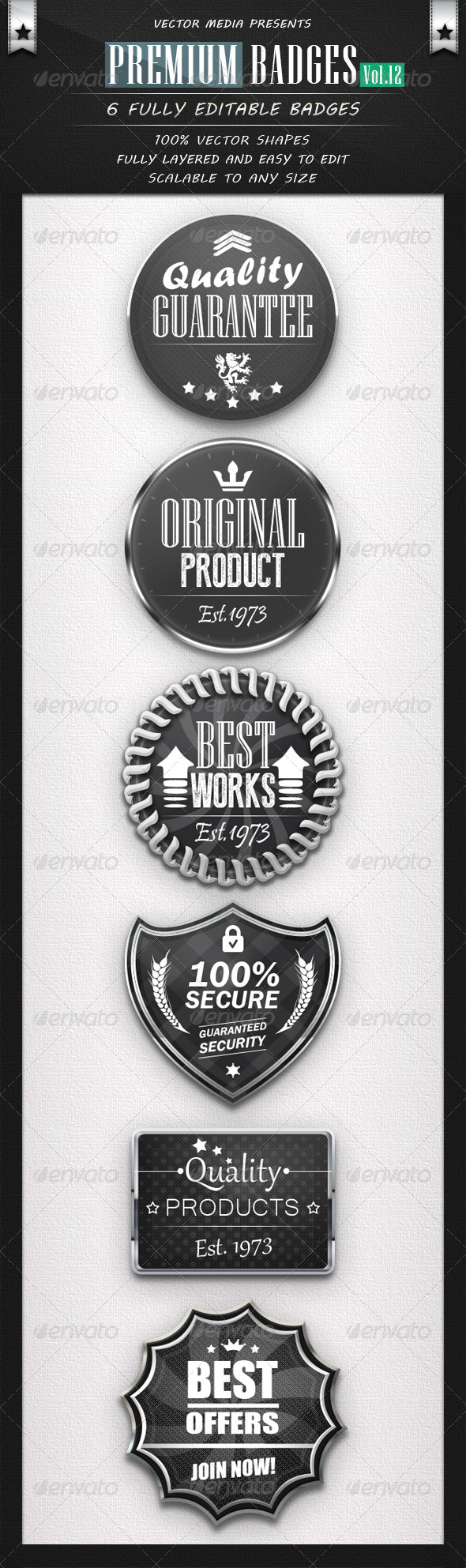 Premium Badges - Vol.12 - Badges & Stickers Web Elements