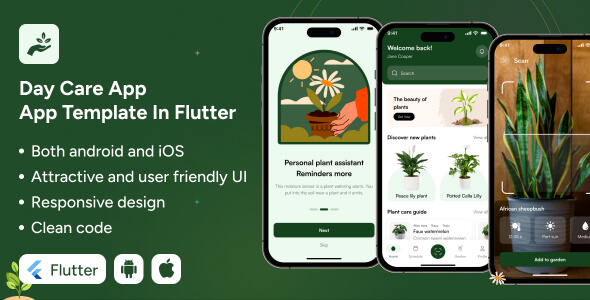 PlantCare App UI Template | Gardening Guide App in Flutter | EcoGrow App Template