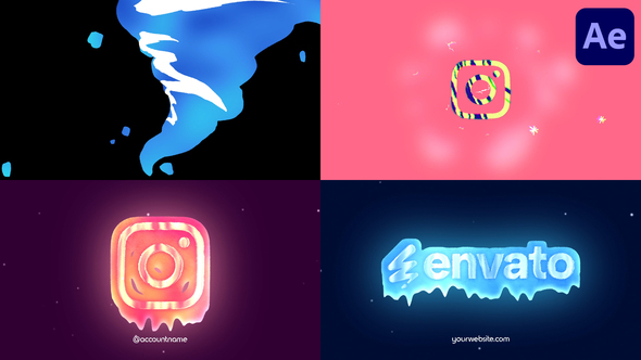 Winter Tornado Snow Logo for After Effects Logo Stings template preview