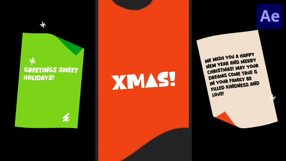 Vertical Xmas Greetings for After Effects Openers template preview