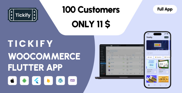 Tickify – Woocommerce Events and Tickets Estore Flutter Full Application Nulled