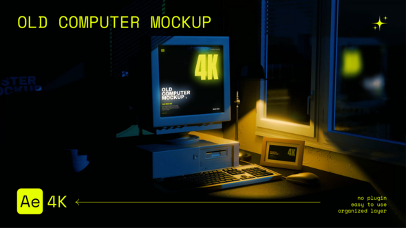 Old Computer Mockup Night Version Product Promo template preview