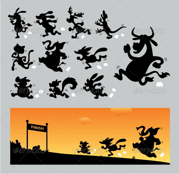 Cartoon Running Silhouettes - Sports/Activity Conceptual