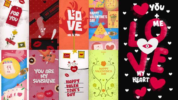 Valentine's Day Vertical Stories Package Elements template preview