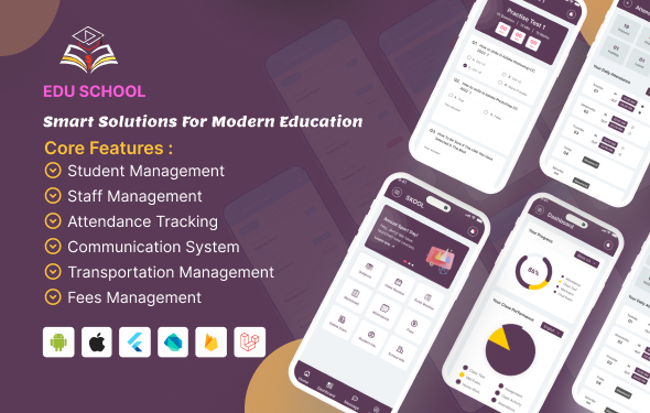 EDU SCHOOL - School Management Software, Student , Teacher, Driver App Android, IOS application